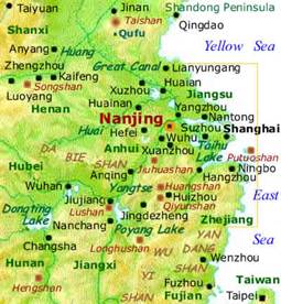 Obrázek: Oblast Nanjing - Dolní údolí Yangtse a východní Čína Map.jpg